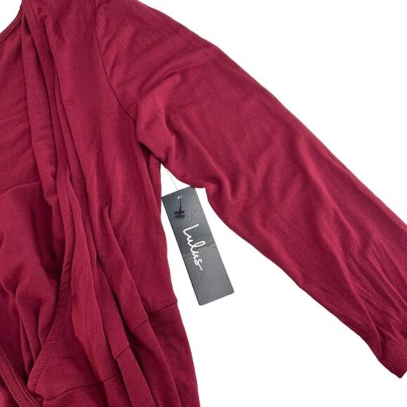 NWT Lulus Maroon Jersey Wrap Twirl Worthy Dress - Picture 4 of 5